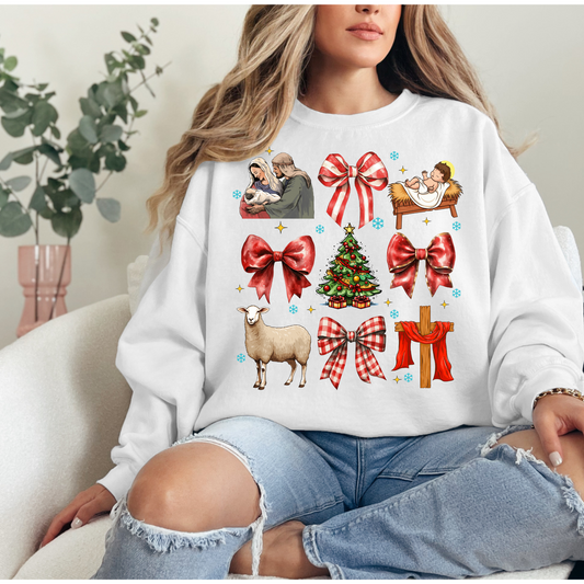 Eco Brand- Christian Christmas Sweat Shirt- Christmas Bows