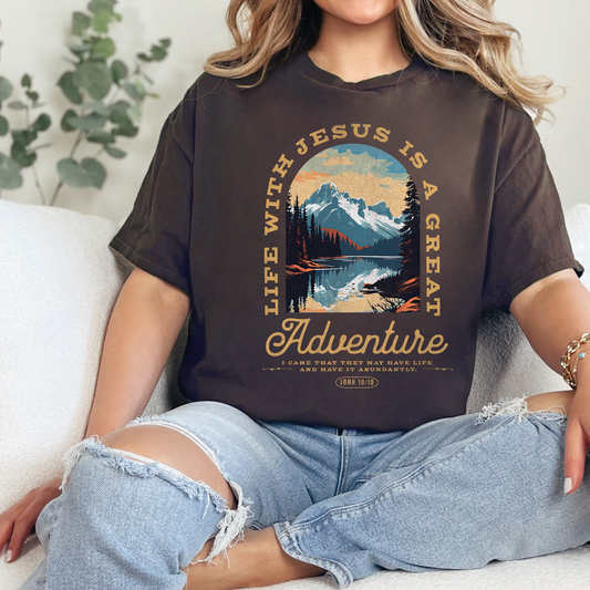 Christian Tshirt- Adventure with Jesus- Eco Brand