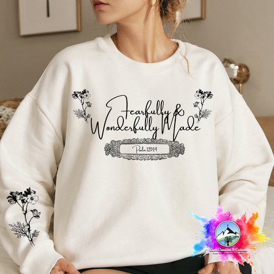 Christian Sweatshirt-Fearfully & Wonderfully Made-Faith based Apparel