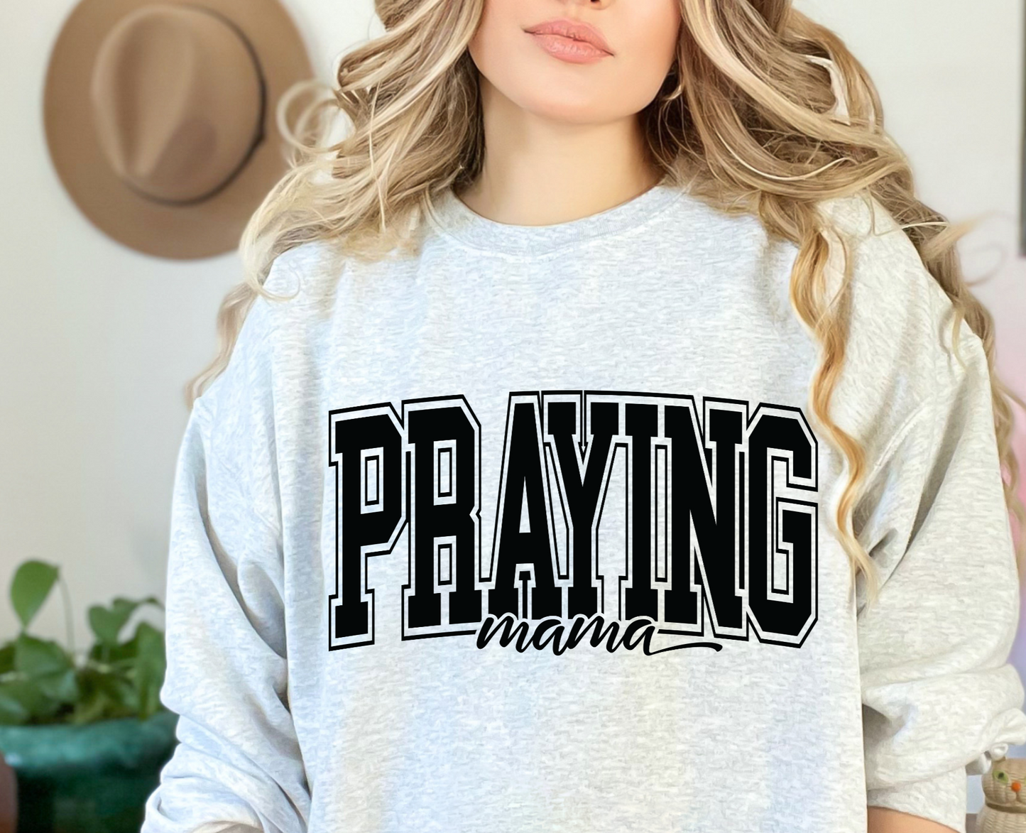 Christian Sweatshirt-Praying Mama-Varisty Style