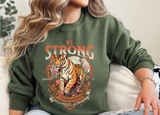 Christian Sweatshirt-Retro-Be Strong & Courageous