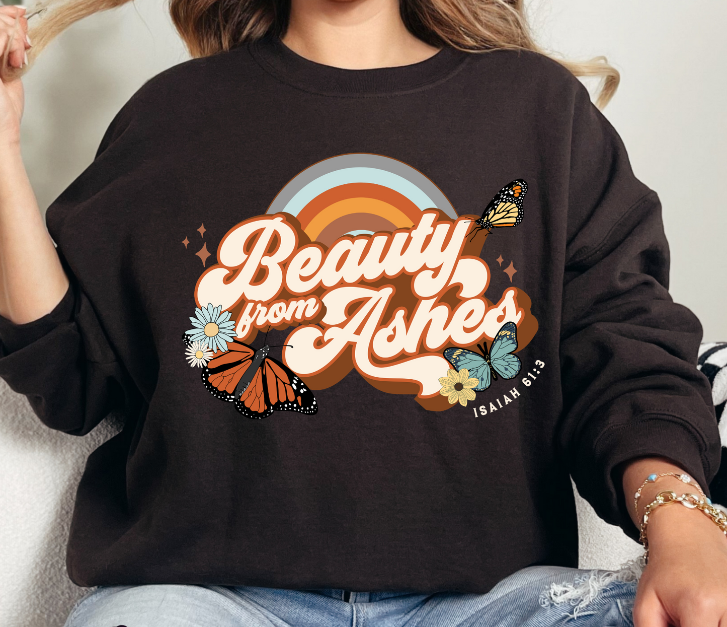 Christian Sweatshirt-Beauty from Ashes-Butterfly