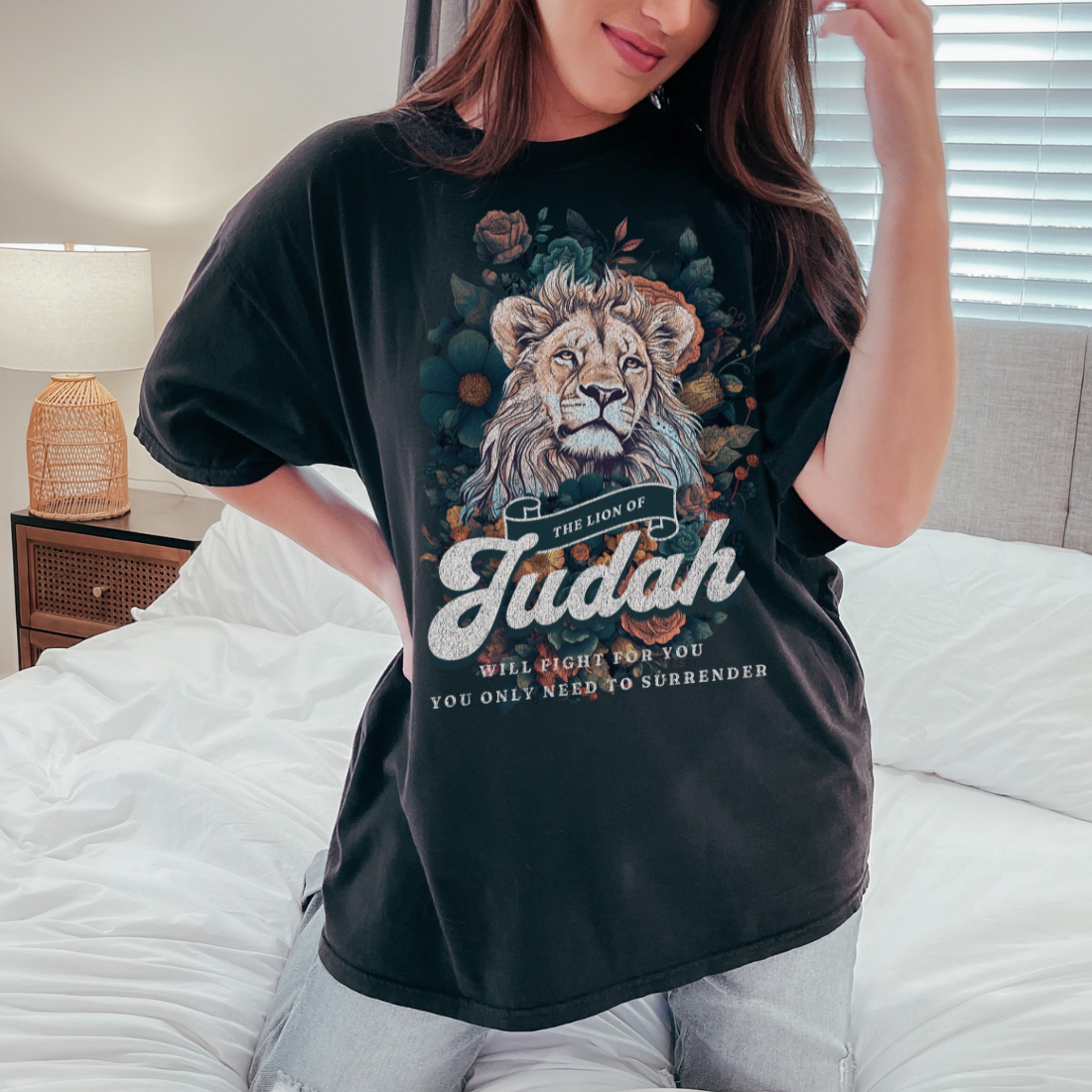 Christian Graphic tee- Lion of Judah Distressed