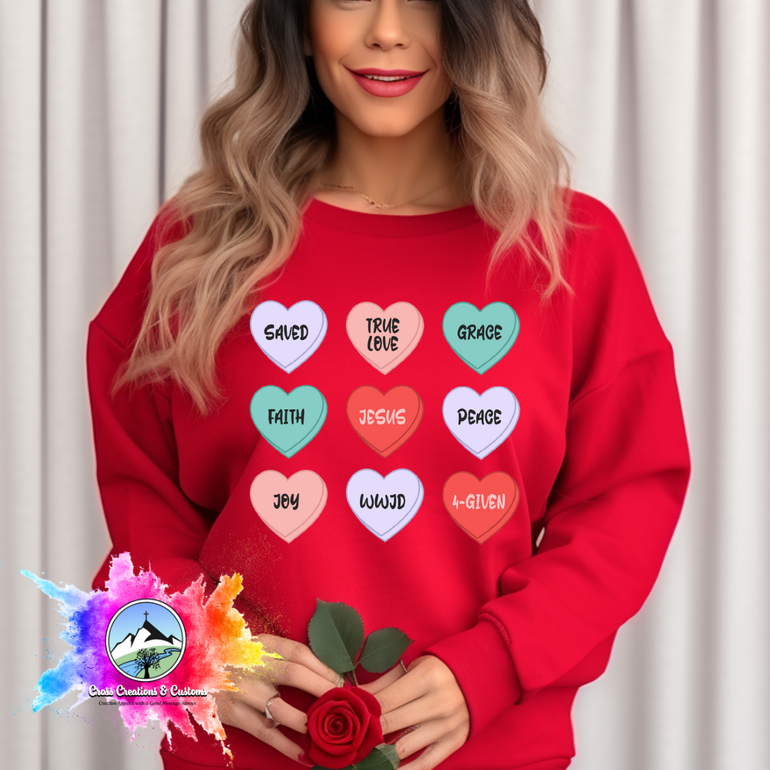 Valentines Day- Christian-Candy Hearts Sweatshirt